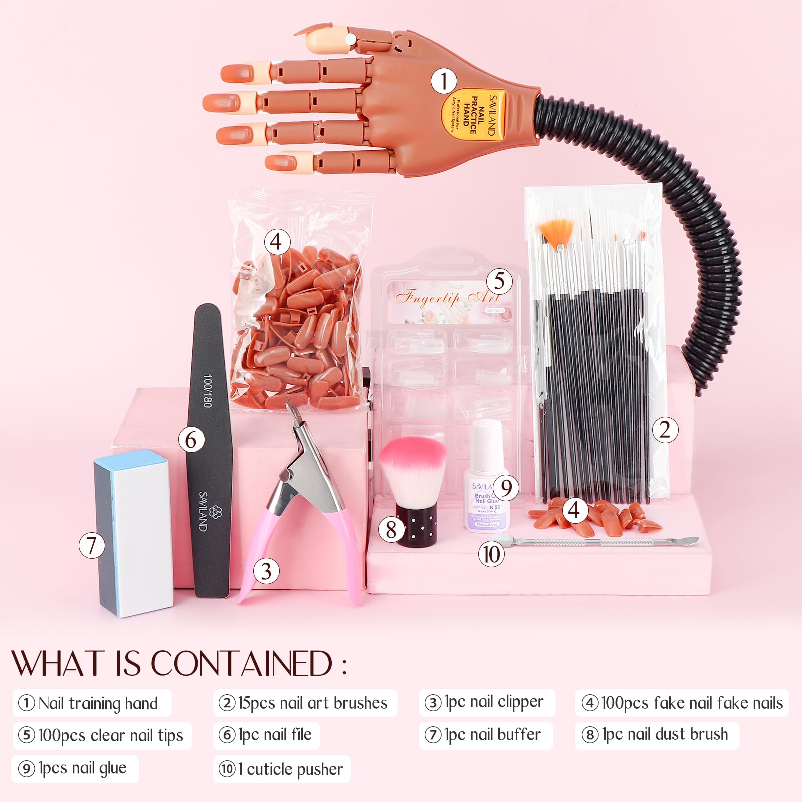 Kit de práctica completo SAVILAND con accesorios para uñas, ideal para principiantes