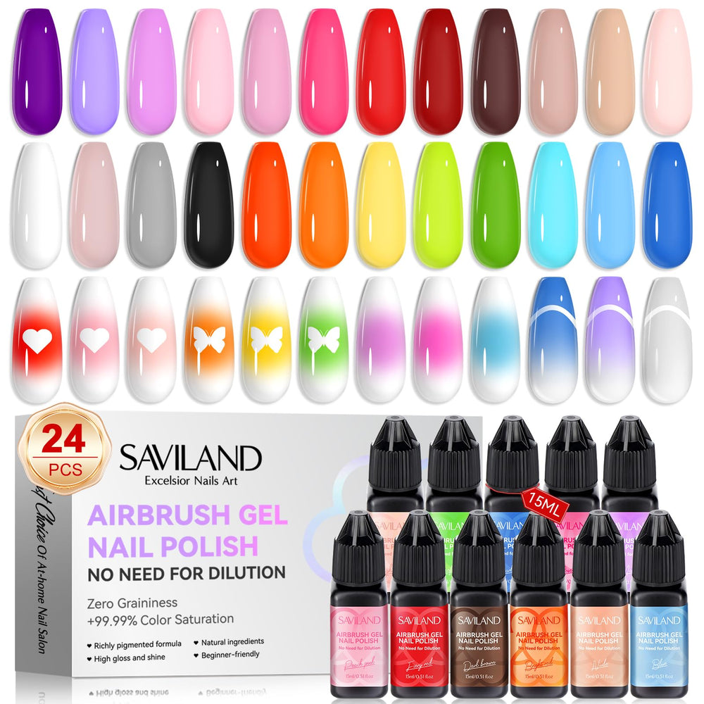 SAVILAND laca gel para aerógrafo, 24 colores, lista para usar.