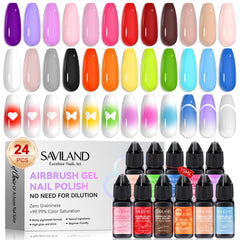 SAVILAND laca gel para aerógrafo, 24 colores, lista para usar.