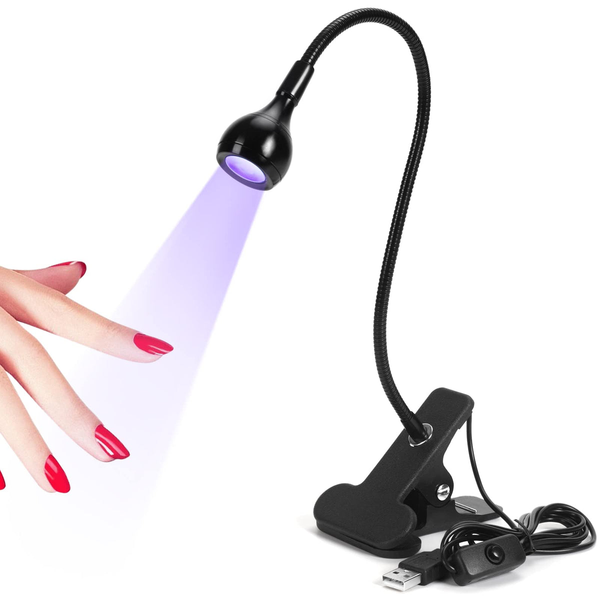 SAVILAND lámpara UV para uñas con cuello flexible y clip seguro para escritorio