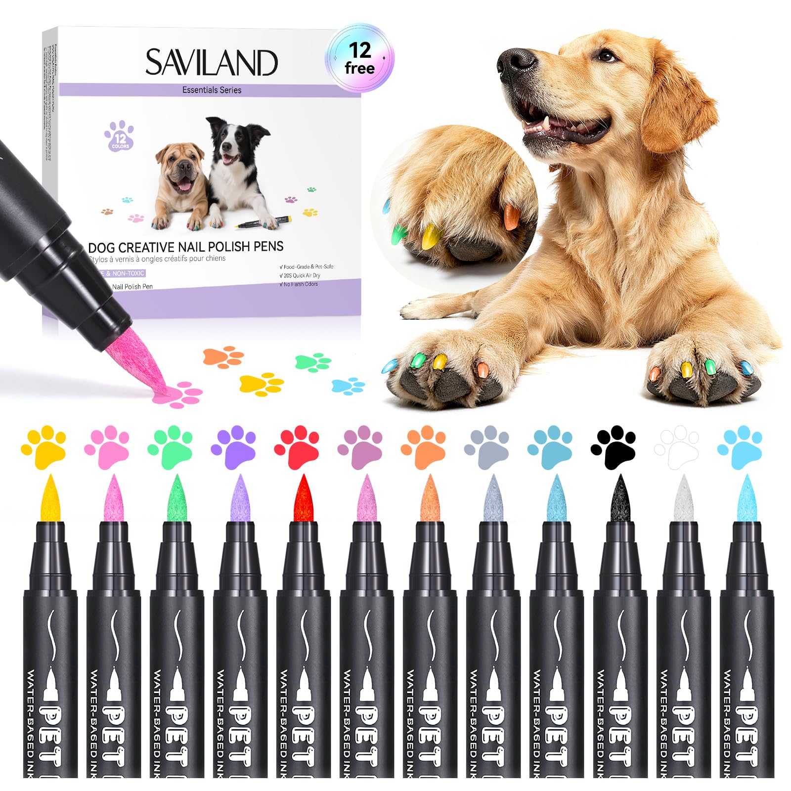 SAVILAND lápices uñas perro: 12 colores vibrantes para diseño hazlo tú mismo