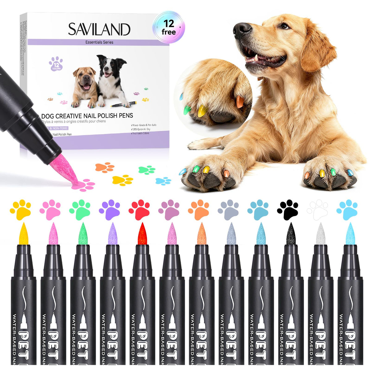 SAVILAND lápices uñas perro: 12 colores vibrantes para diseño hazlo tú mismo