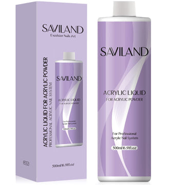 Saviland líquido acrílico en bote de 500 ml para uñas extendidas y claras.