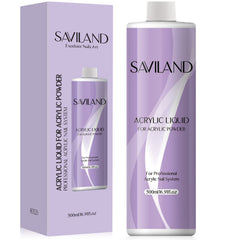 Saviland líquido acrílico en bote de 500 ml para uñas extendidas y claras.