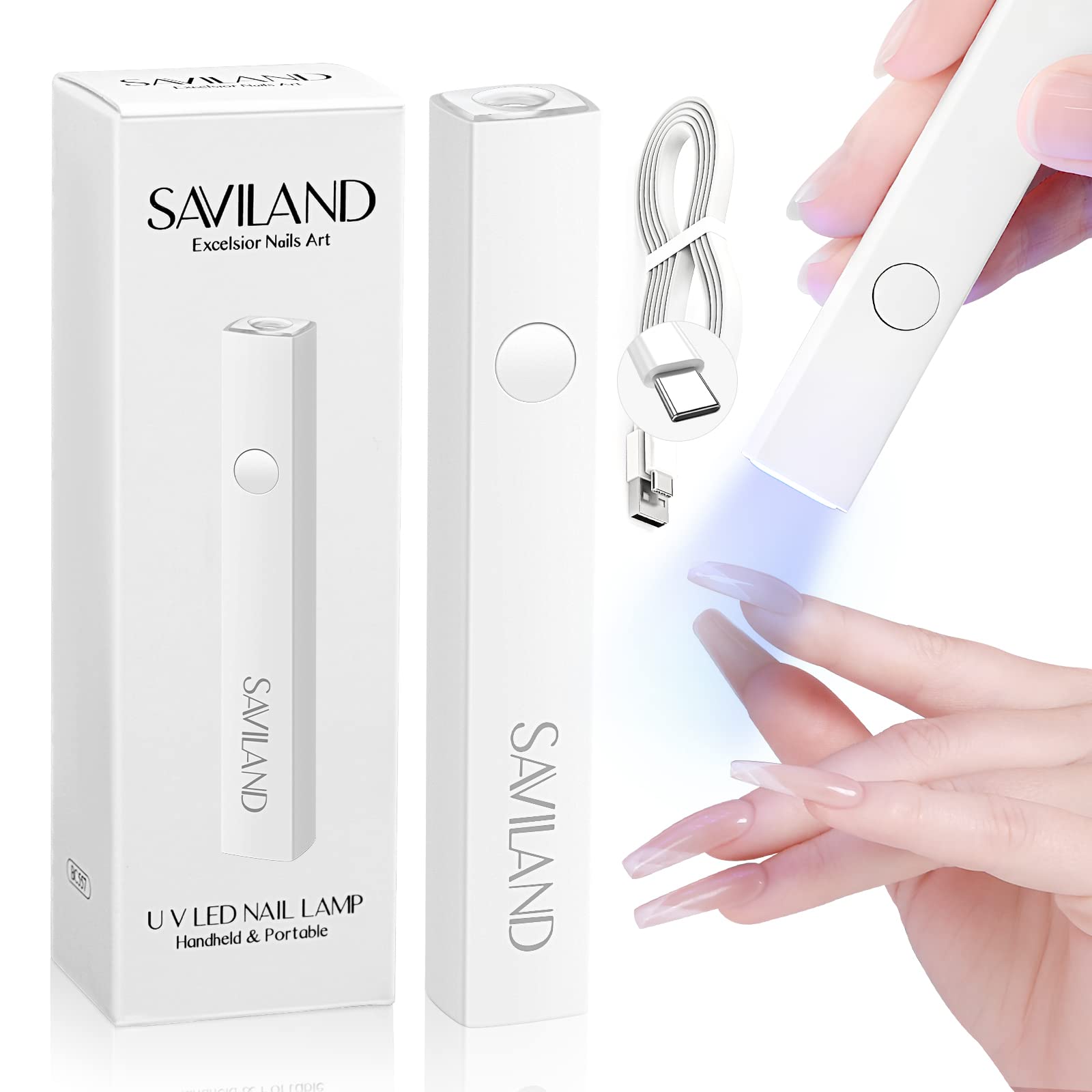 SAVILAND: lámpara UV para uñas en manos, curado uniforme y eficiente.