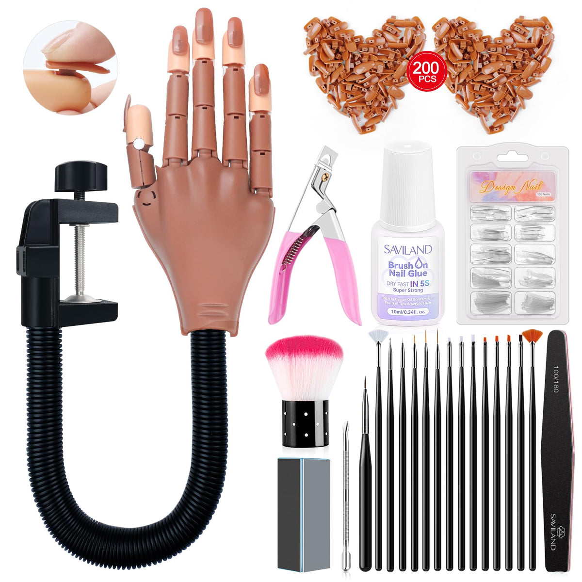 Mano de práctica SAVILAND para uñas acrílicas, útil para practicar diseños en casa