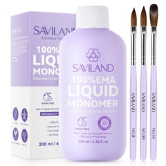 Frasco de SAVILAND Monómero Acrílico de 200 ml, claridad cristalina para uñas duraderas