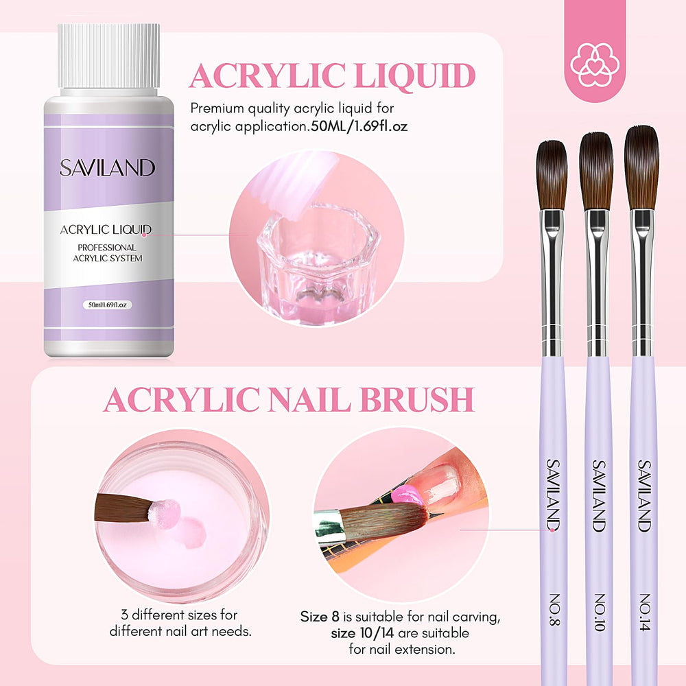 SAVILAND nail brush 8-10-14 — precise application for acrylics.