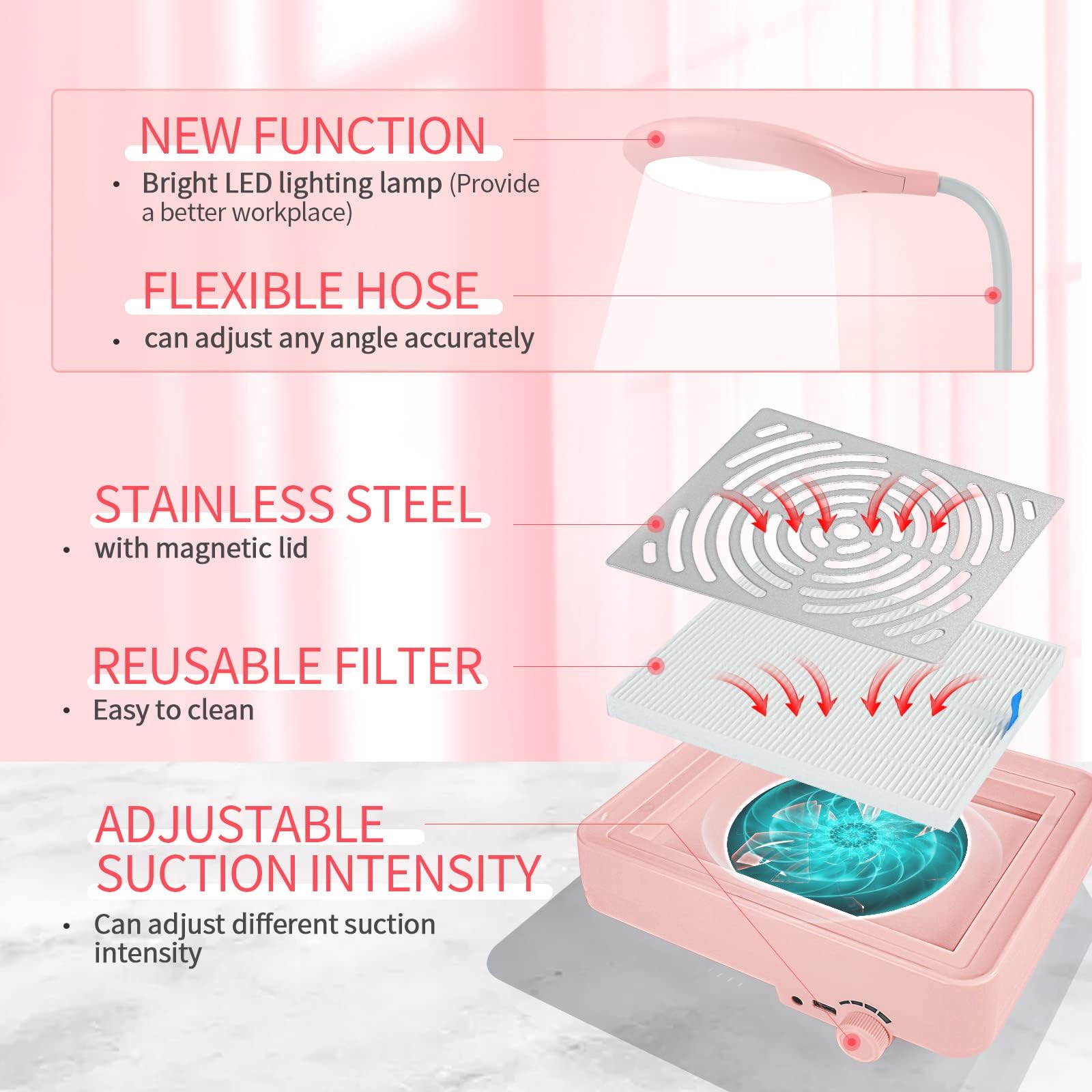 SAVILAND Nail Dust Collector con bajo ruido para sesiones cómodas.