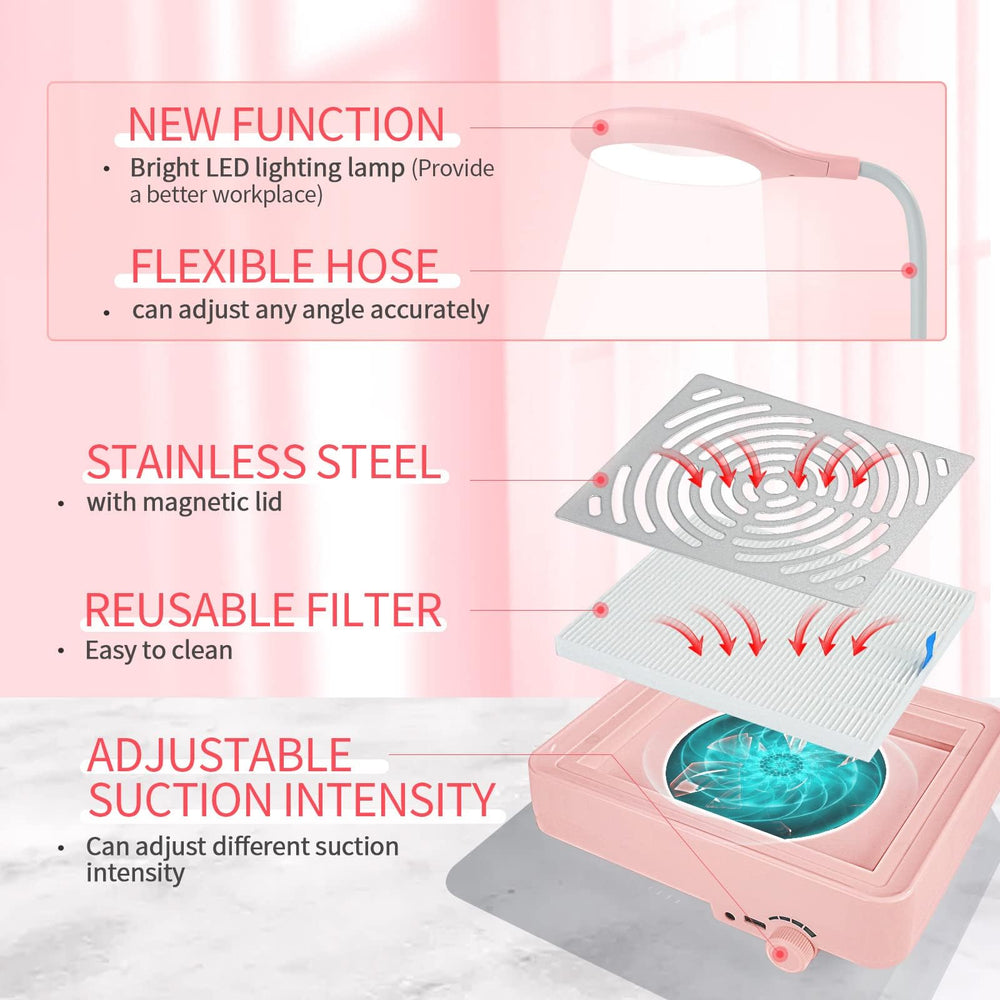 SAVILAND Nail Dust Collector con bajo ruido para sesiones cómodas.