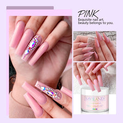 Saviland polvo acrílico rosa 30 g, mezcla suave para uñas duraderas.