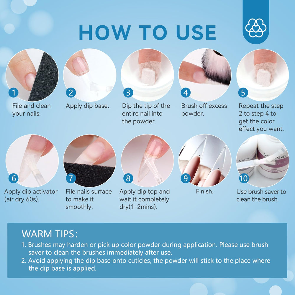 Polvo dip claro SAVILAND, alto rendimiento para manicuras duraderas.
