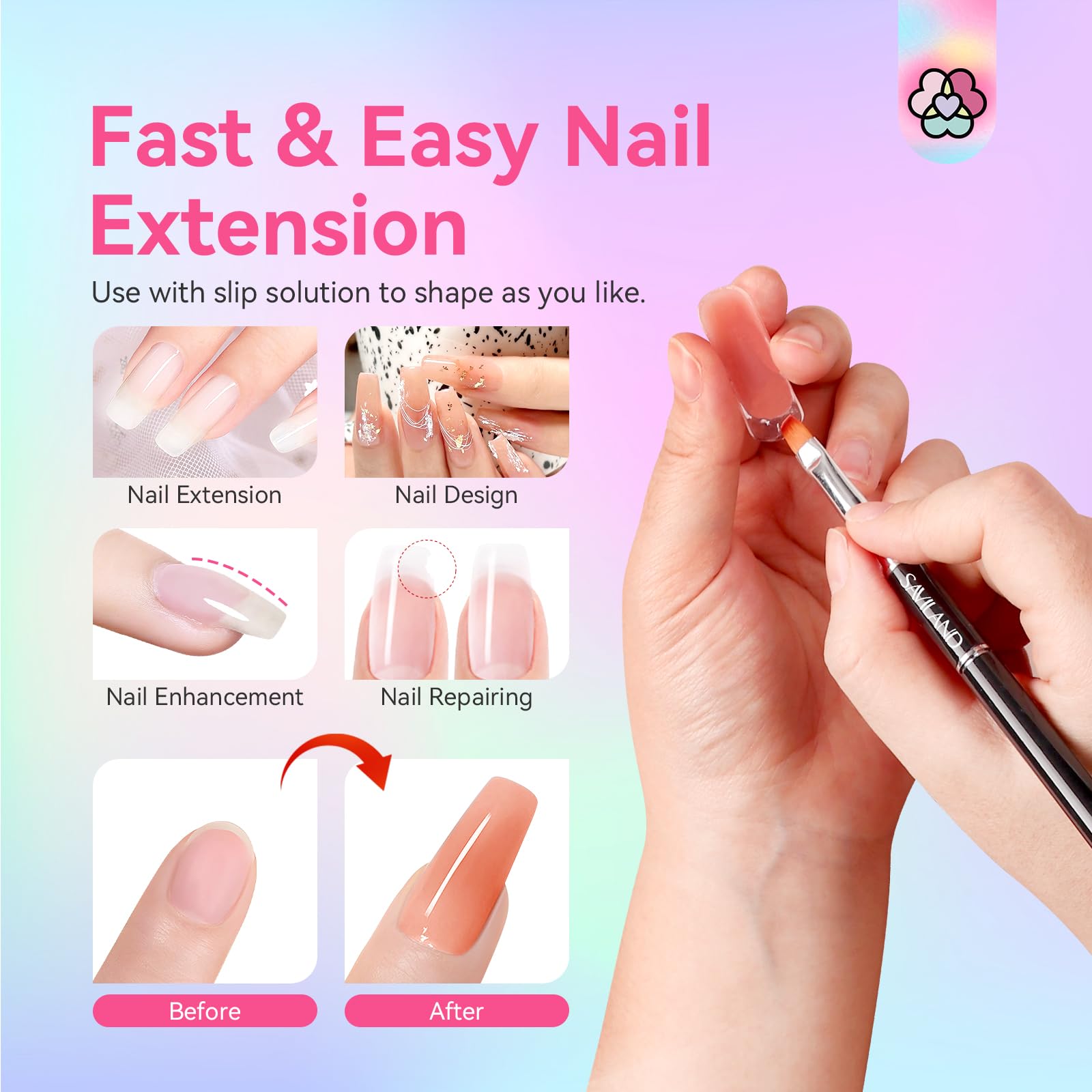 SAVILAND Poly Gel Color—extension d'ongles robuste grâce à sa couleur durable.