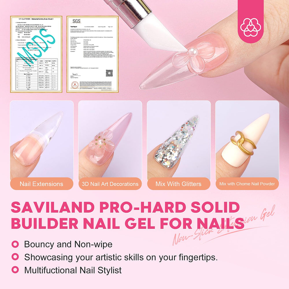 SAVILAND PRO-HARD clear gel bottle ready for nail sculpting.