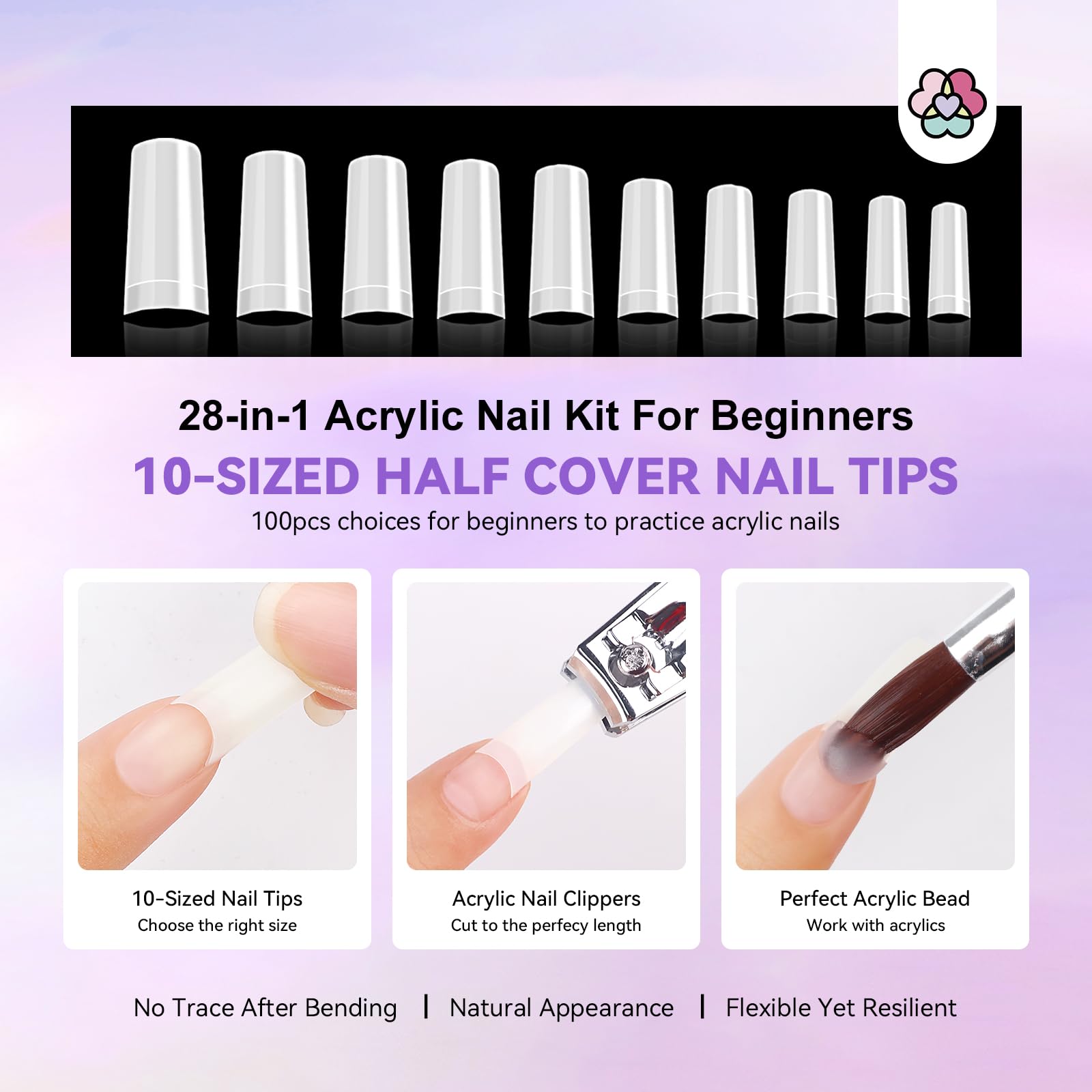 SAVILAND 100 puntas flexibles para practicar uñas.