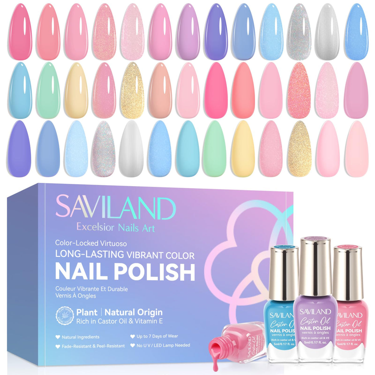 SAVILAND set de esmaltes pastel 20 colores, ideal para looks primaverales.