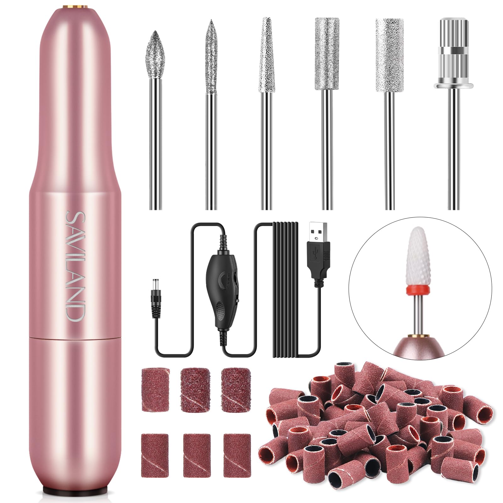 SAVILAND taladro eléctrico para uñas, kit completo para remover uñas acrílicas en casa.