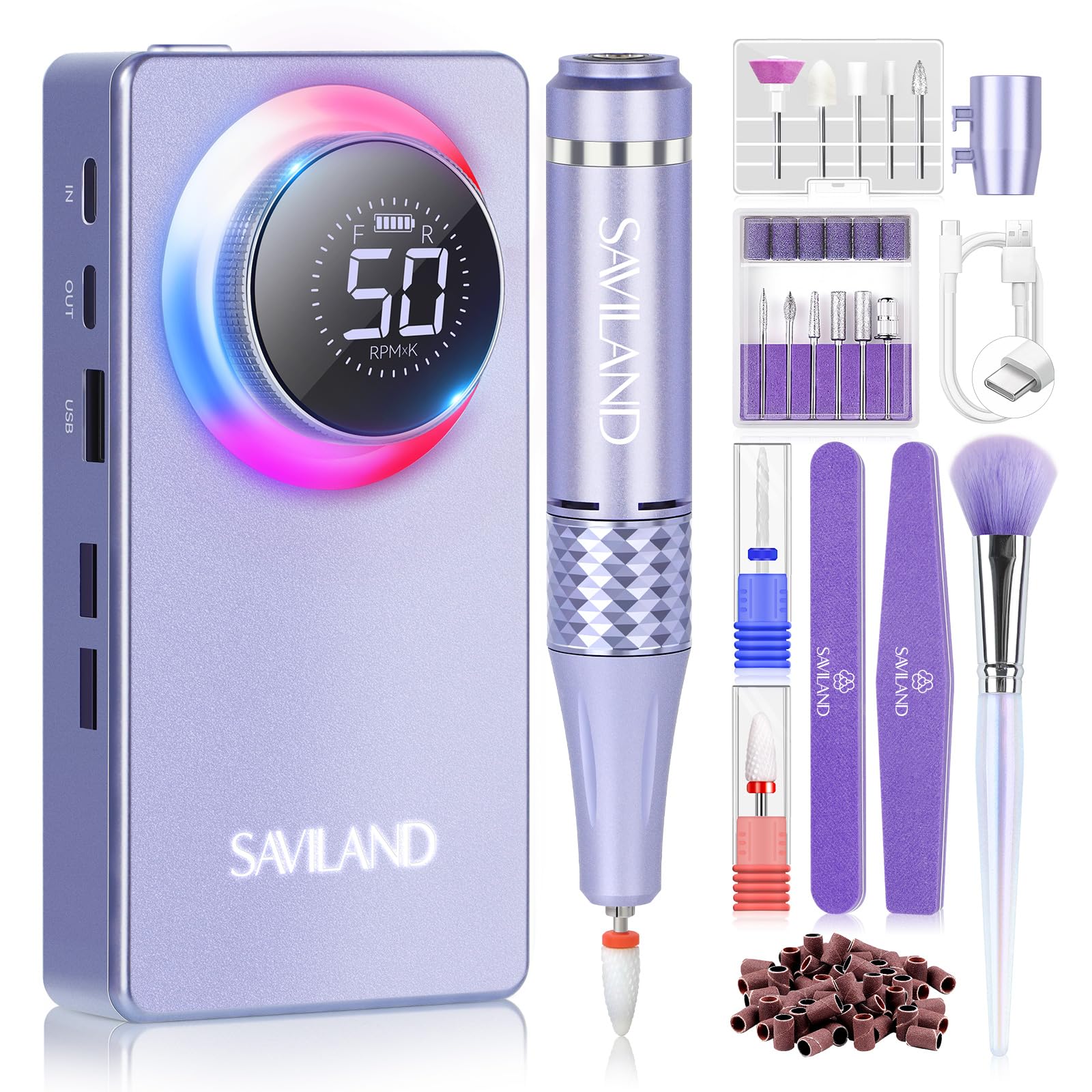 Taladro SAVILAND de uñas 50000 revoluciones por minuto para acrílico, precisión profesional