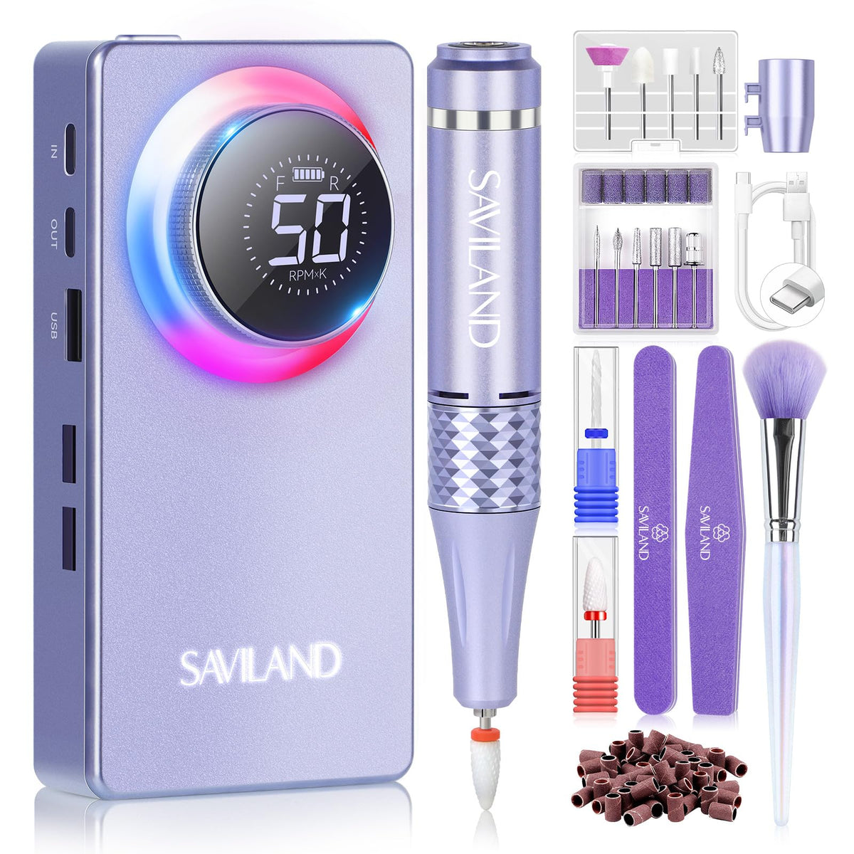 Taladro SAVILAND de uñas 50000 revoluciones por minuto para acrílico, precisión profesional