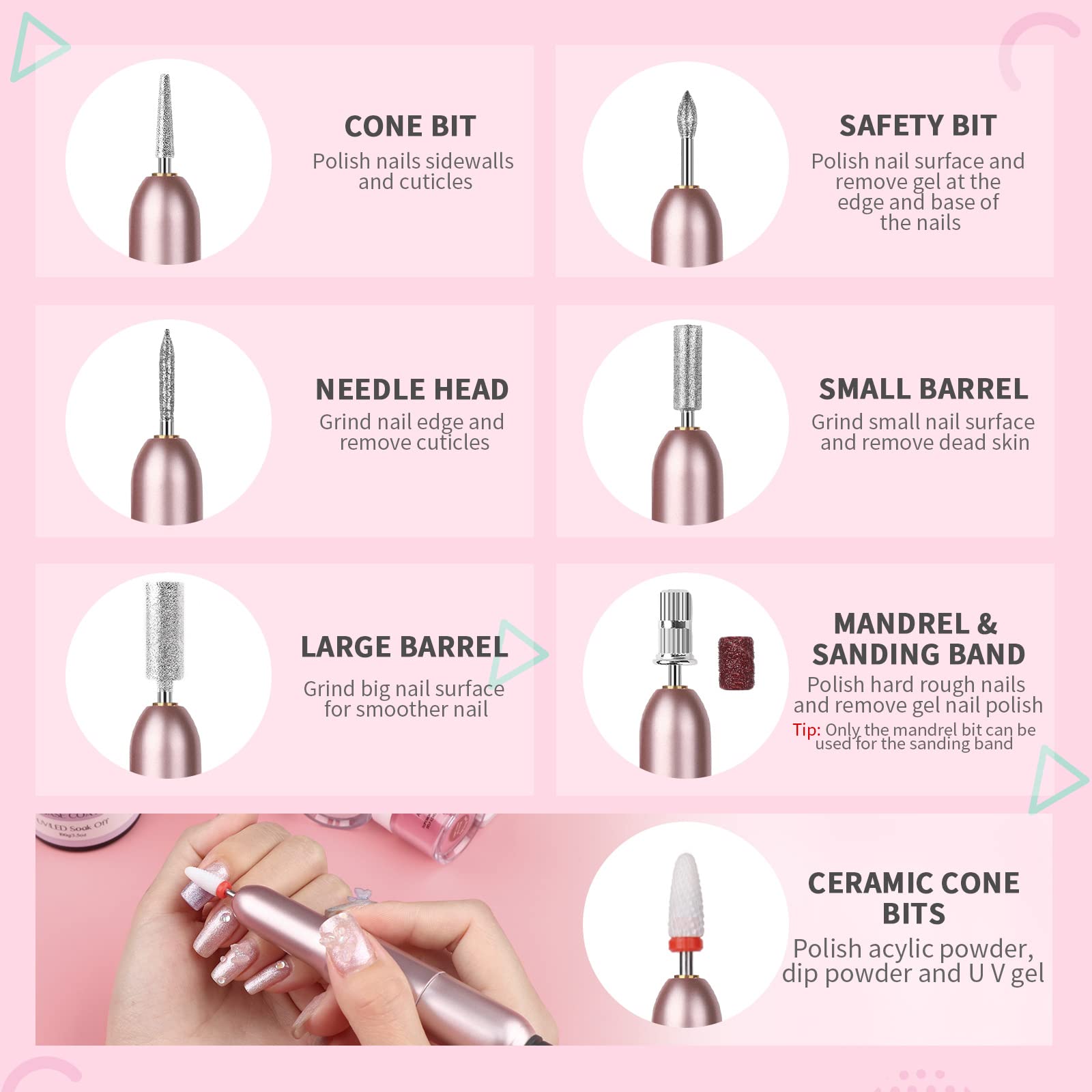 SAVILAND taladro para uñas multifuncional, elimina acrílicas y gel, refina uñas.
