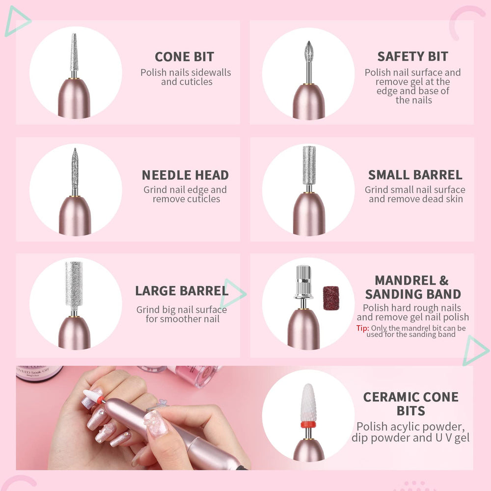SAVILAND taladro para uñas multifuncional, elimina acrílicas y gel, refina uñas.