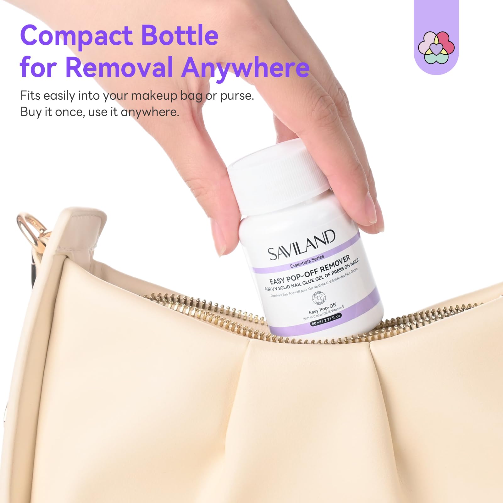 SAVILAND 80 ml, ligero y práctico para sesiones de manicura en casa.