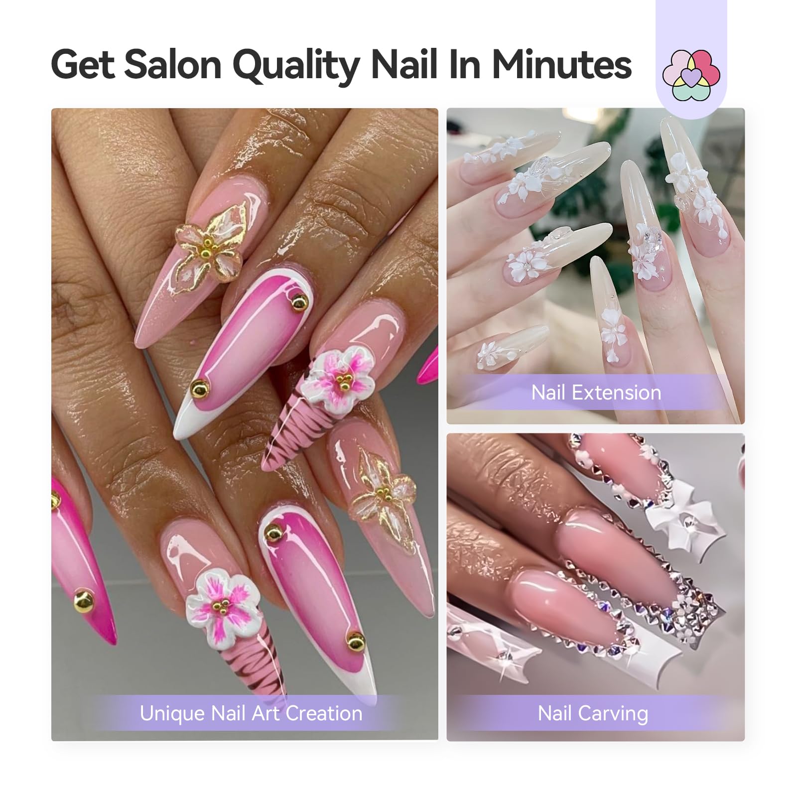Uso profesional y DIY con SAVILAND, uñas extendidas y diseño 3D