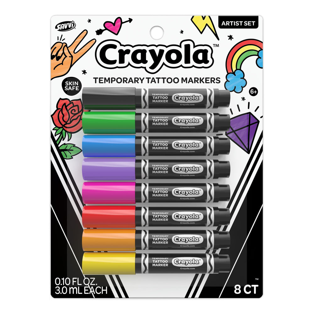 Savvi Crayola ensemble marqueurs temporaires 8 pièces, emballage prêt à offrir.