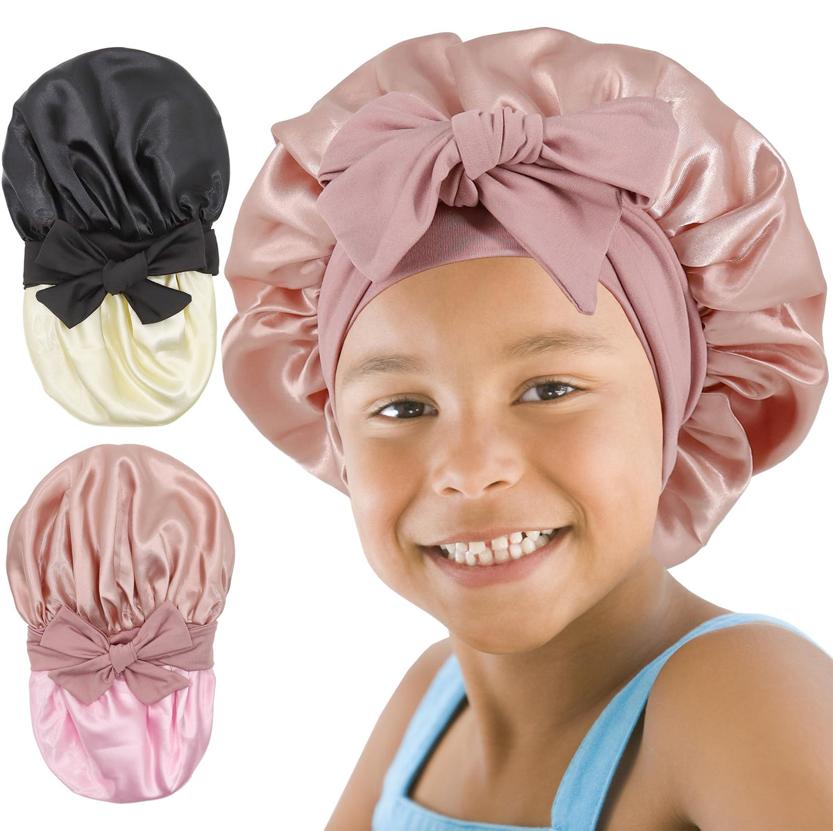 SAYMRE bonete niñas frente, cómodo y protege el cabello al dormir
