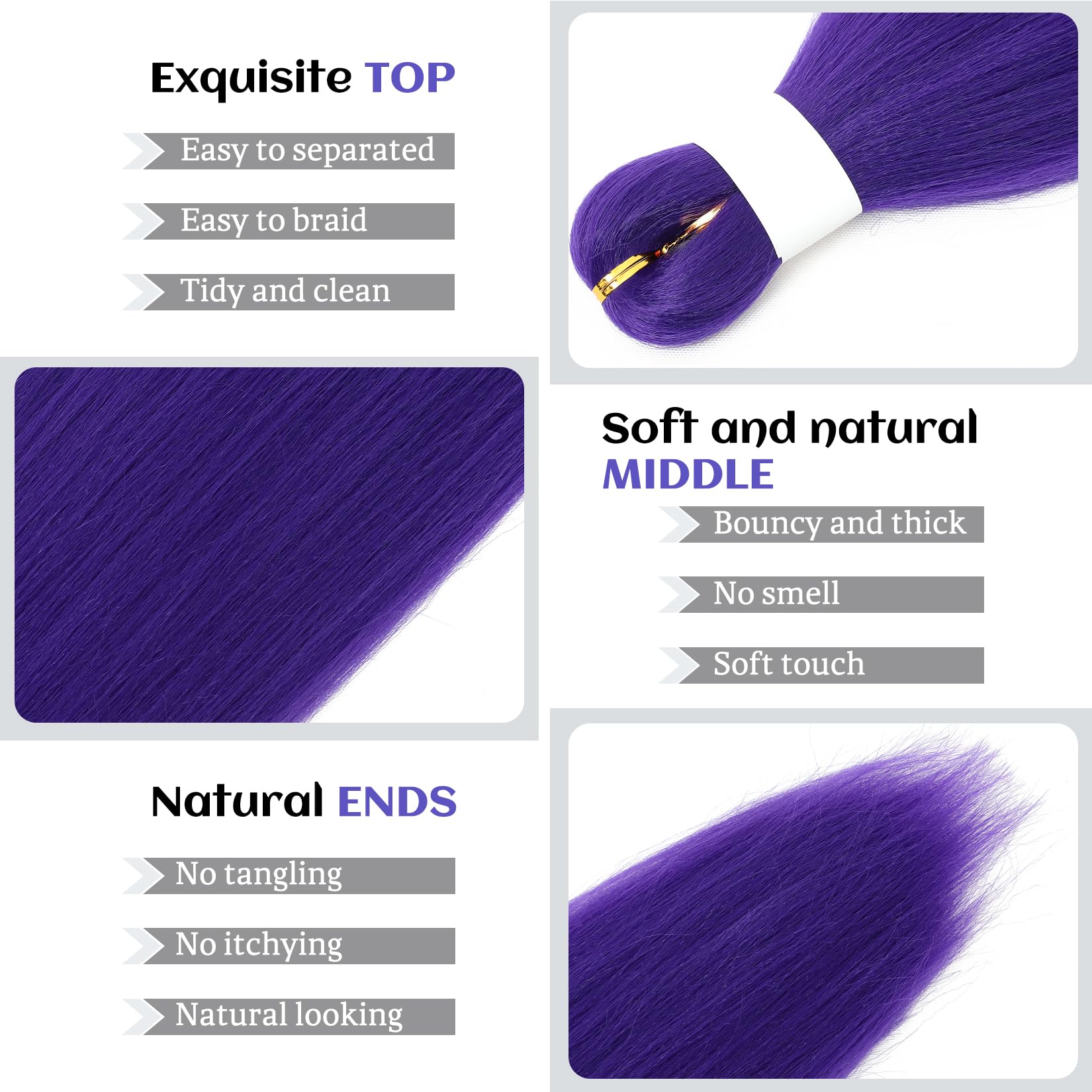 Extensiones Saypeds moradas para rizar con agua caliente y crear estilos