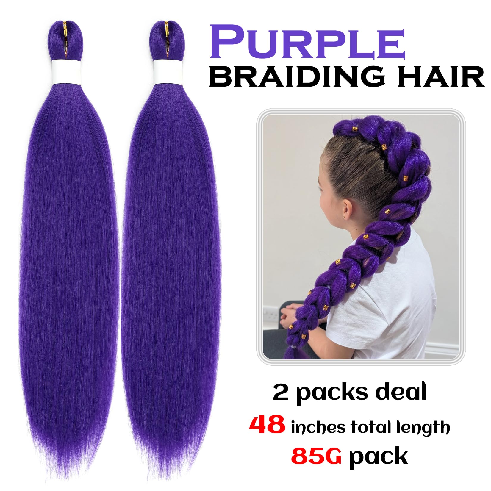 Extensiones Saypeds moradas con textura Yaki para un aspecto natural