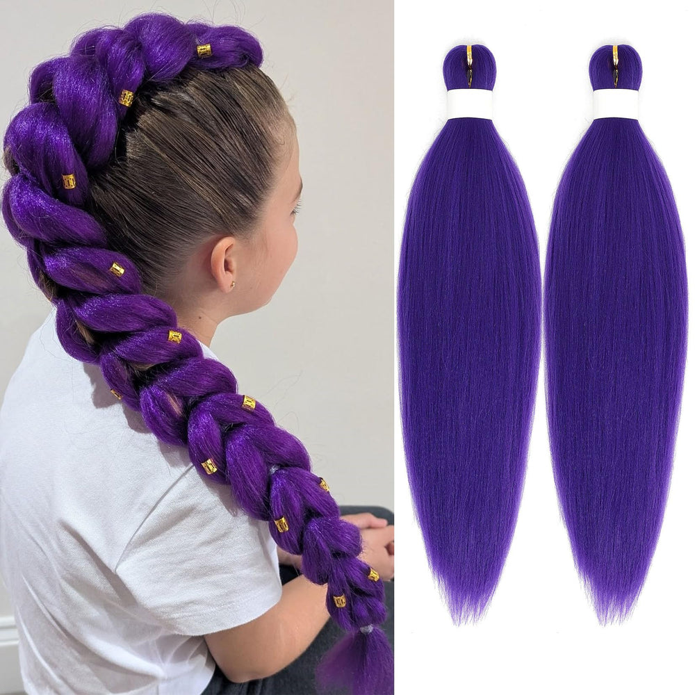 Saypeds cabello trenza morado de 24 pulgadas listo para trenzar