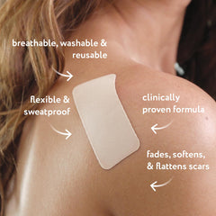 ScarAway feuilles silicone avancées application peau: adhérence discrète et hydratante.