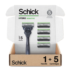 Schick Hydro Sensitive: cabezal de 5 cuchillas para afeitado cercano y cómodo
