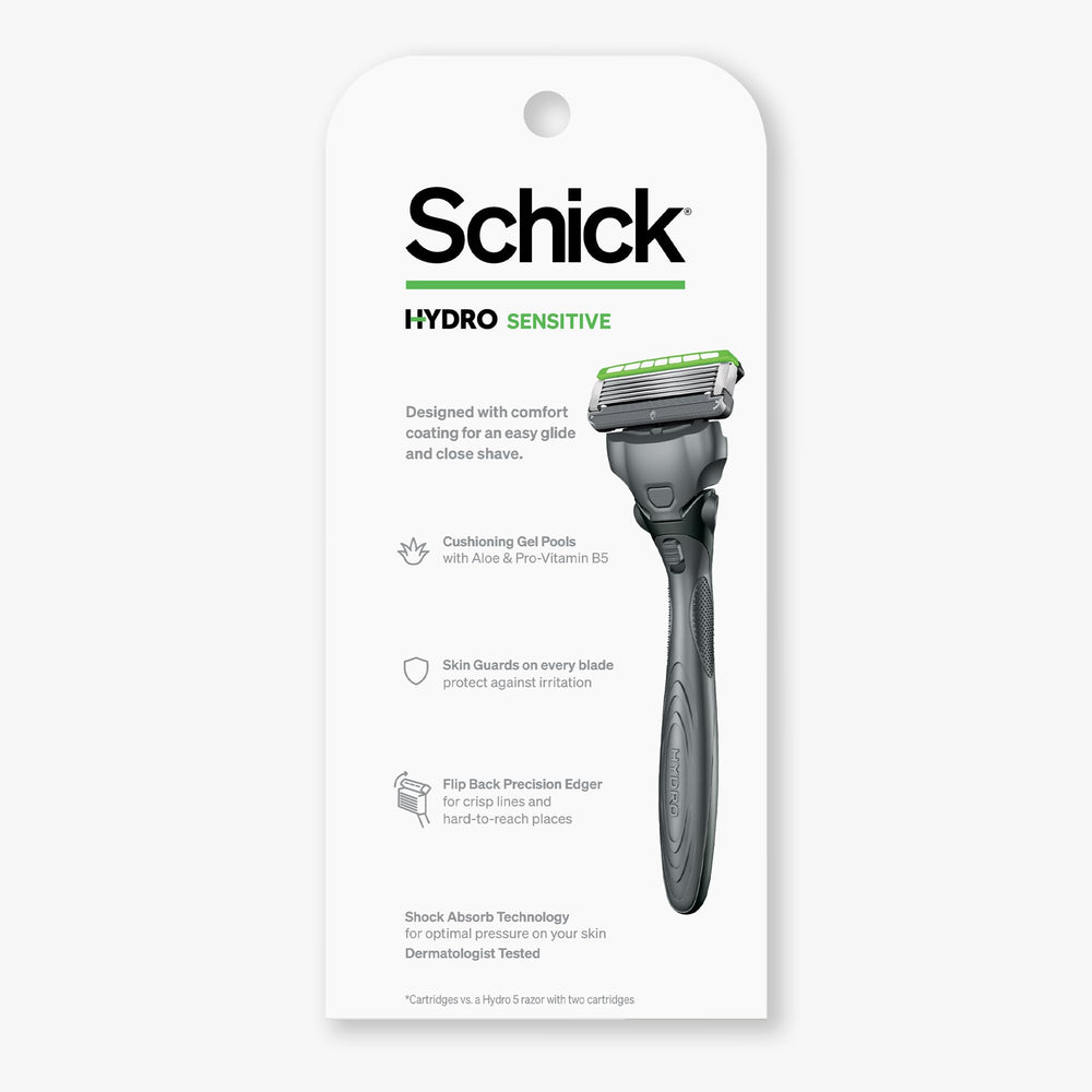 Afeitado cómodo en casa con Schick Hydro Sensitive para piel sensible.