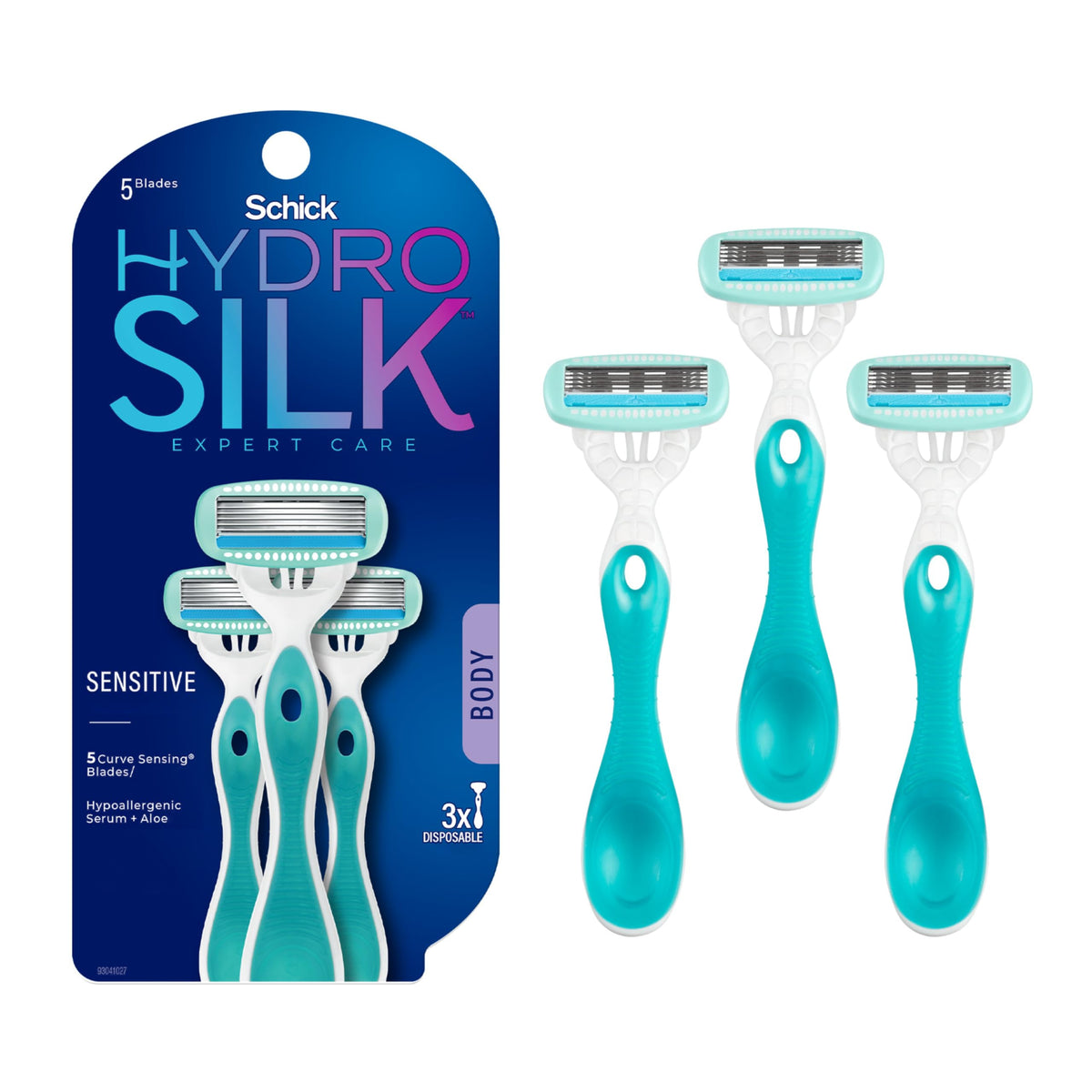 Schick Hydro Silk Sensitive con diseño curvo de 5 hojas para afeitado preciso