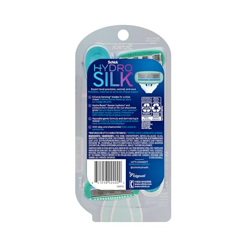 Schick Hydro Silk Sensitive empaque y guía de uso para inicio rápido