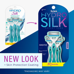 Schick Hydro Silk Sensitive, hojas curvas que se ajustan para un afeitado cercano.