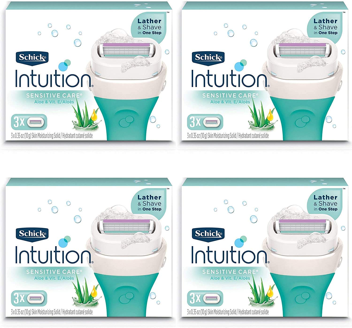 Barre hydratante Schick Intuition en coco et amande pour une peau douce.