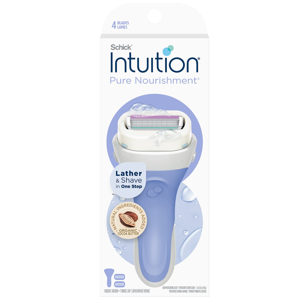 Schick Intuition Pure Nourishment: maquinilla con barra hidratante para piel suave.