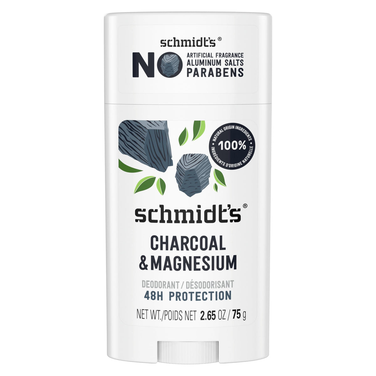 Schmidt's Charcoal & Magnesium: aplicación suave para frescura diaria.