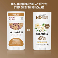 Aplicación de Schmidt's desodorante vainilla leche de avena en axilas