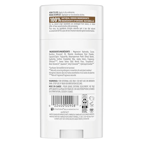 Schmidt's desodorante sin aluminio vainilla leche de avena, textura suave para piel sensible