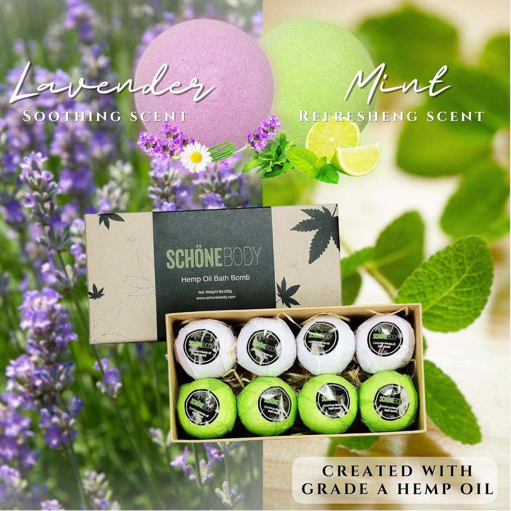 Schone Body bombas lavanda-menta añaden color y aroma suave al baño