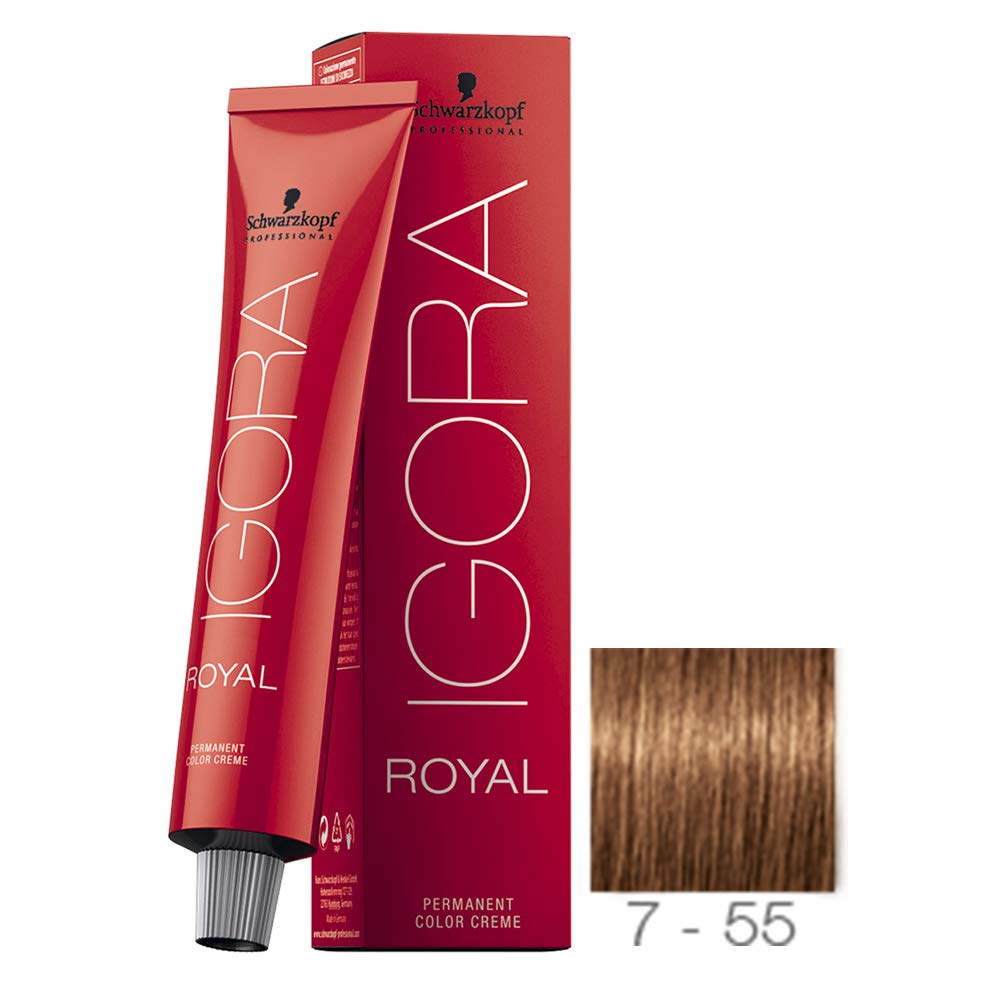 Schwarzkopf Igora Royal 7-55 tono rubio dorado extra con cobertura uniforme