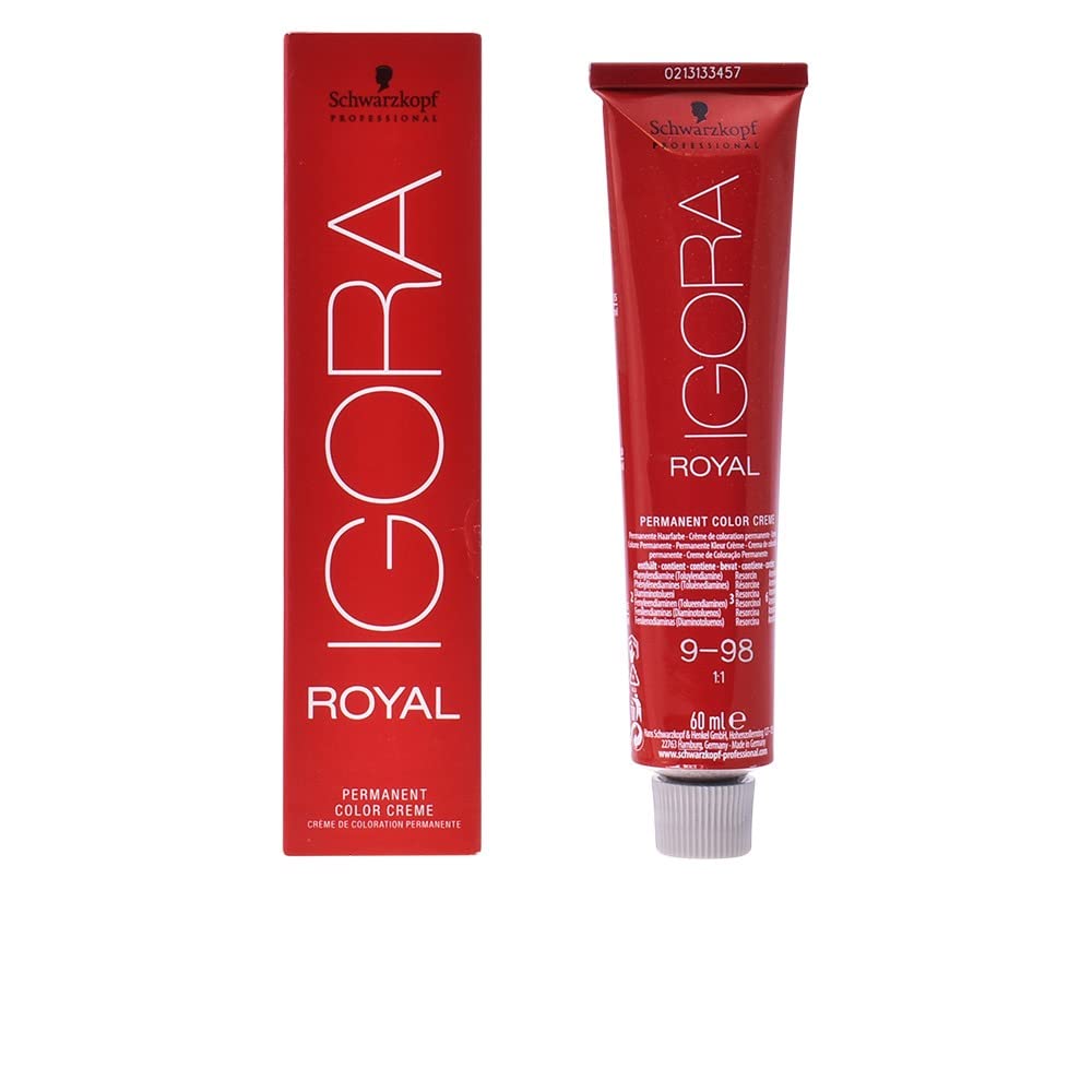 Schwarzkopf IGORA Royal 9-98 crema colorante, cobertura uniforme y brillo duradero.