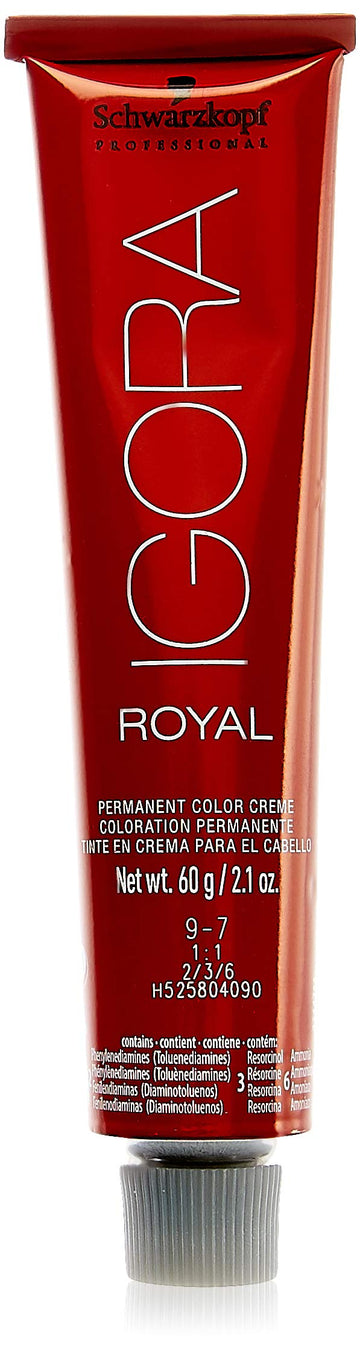 Schwarzkopf Professional Igora Royal crema color 9-7 cobre muy claro para cobertura duradera.