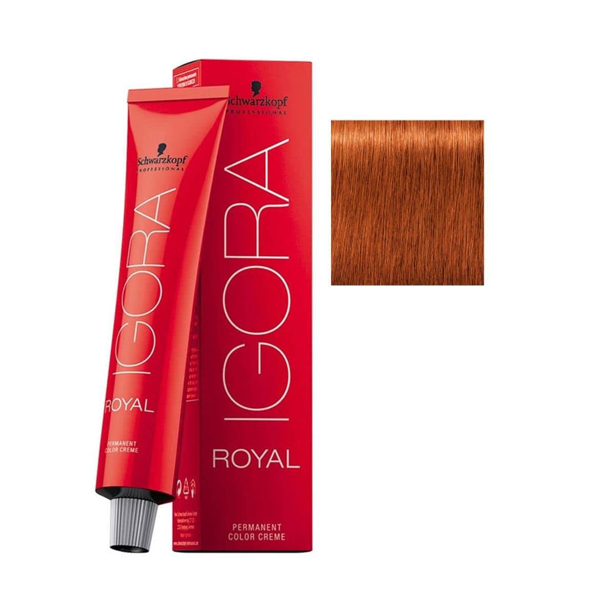 Schwarzkopf Igora Royal crema de color 7-77, rubio medio cobre, para cobertura y color uniforme.