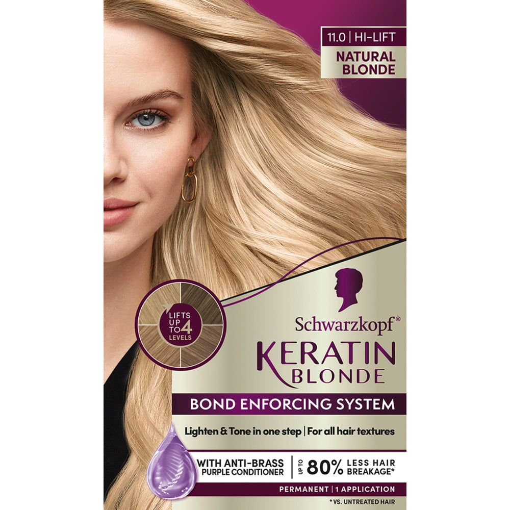 Schwarzkopf Keratin Blonde: caja para aplicación de rubio natural uniforme.