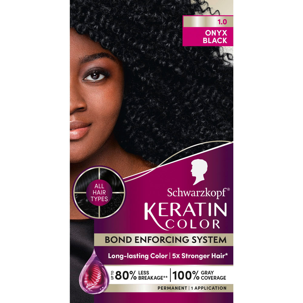 Schwarzkopf Keratin Color 1.0 Negro Onix: crema de tinte para cobertura intensa.